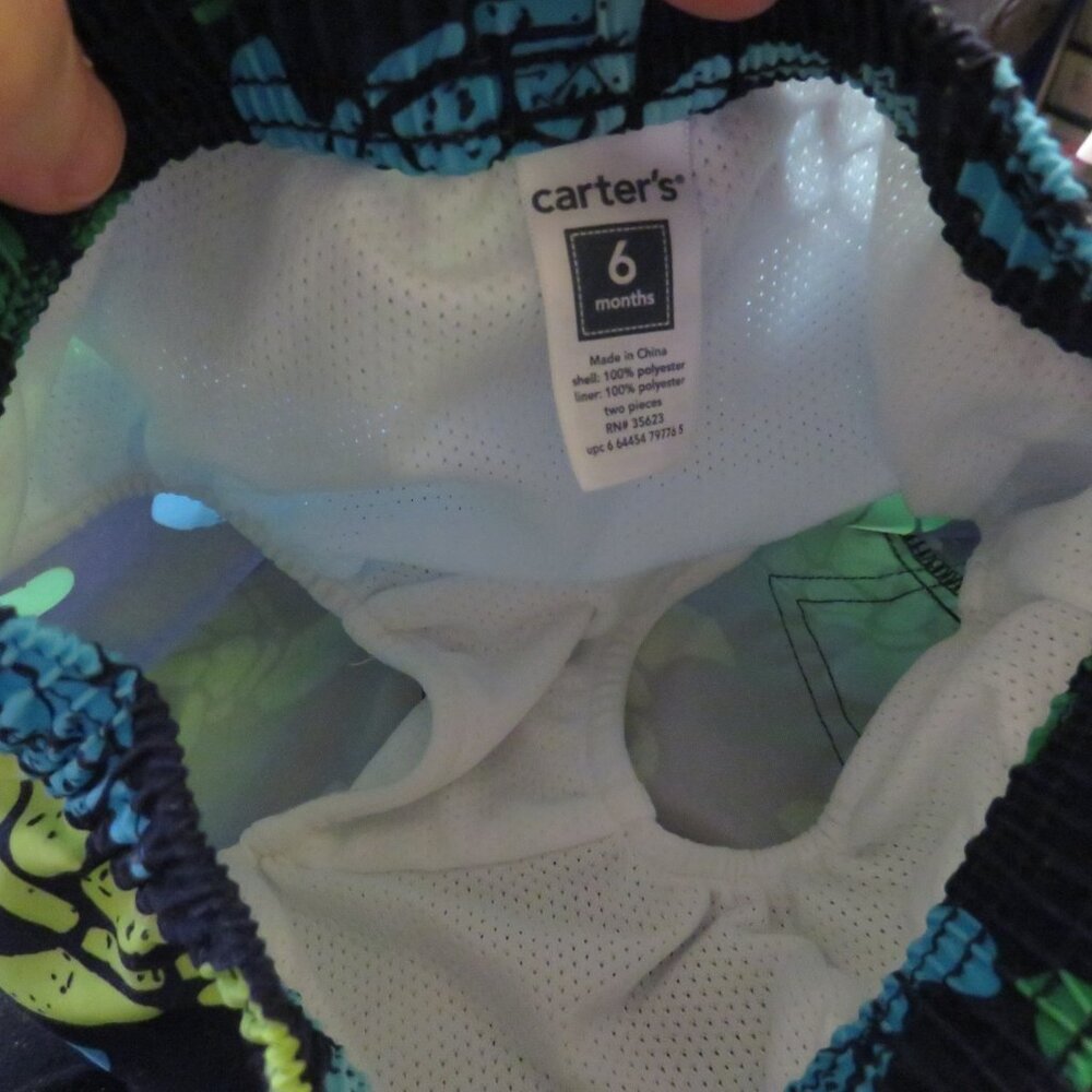 Baby Turtle Carter's Swim Trunks Shorts 6mo 100% polyester - Picture 6 of 6